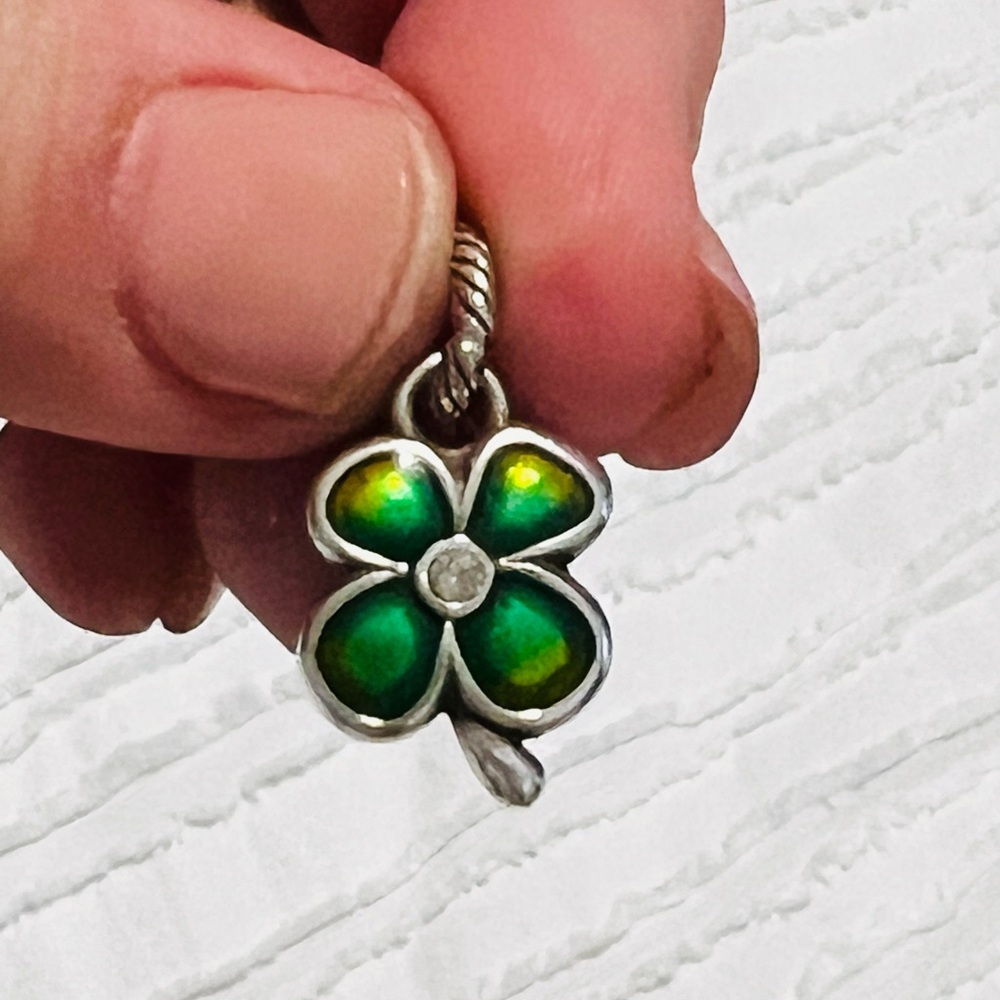 Brighton Silver and Green Clover Charm Set - Picture 5 of 5